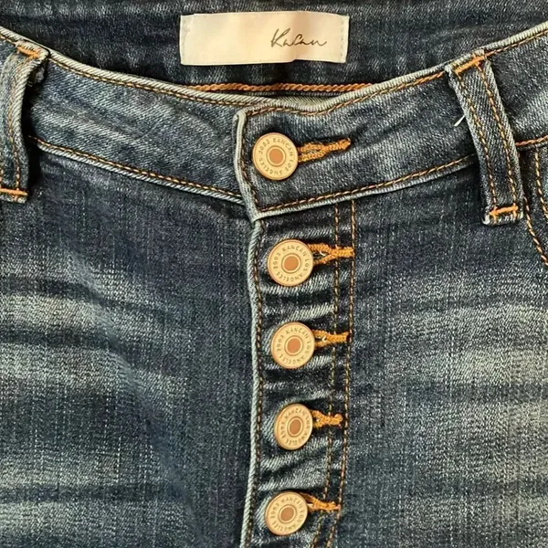 Kancan High Rise Medium Wash Distressed Raw Hem Skinny Jeans 15/31 #785 - Image 6