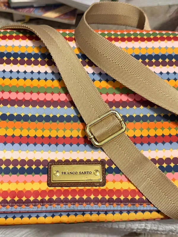 Franco Sarto Multicolor Dot-Print Crossbody with Tan Strap - Image 2