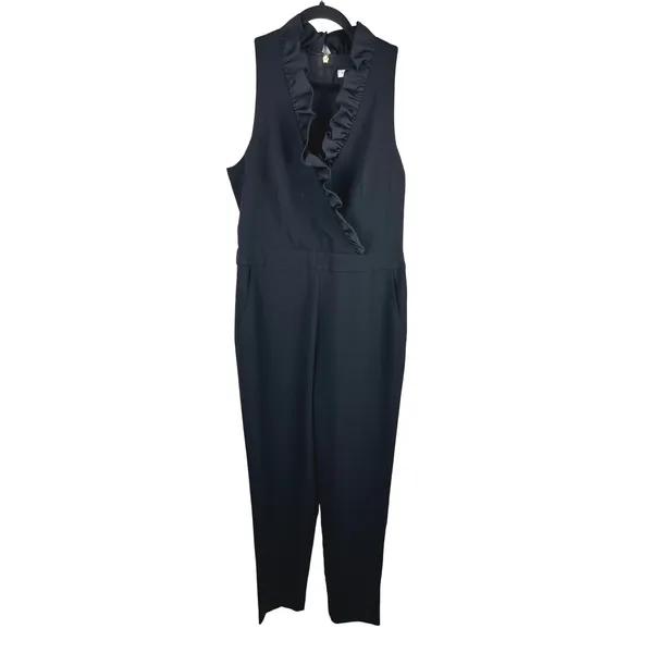 Trina Turk Black Ruffle Neck Sleeveless Jumpsuit Size 8 - Image 2