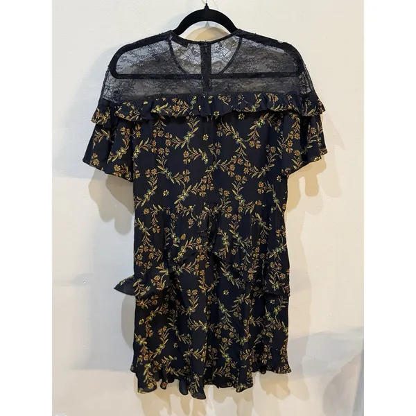Sandro Alderic mini dress Black Lace Size 40 US 8 Whimsy Goth Ruffle Layer - Image 4
