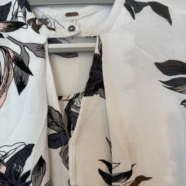 Free People Floral Mini Swing Dress Tunic White Feminine‎ Lace Party Hi-Lo Small - Image 11