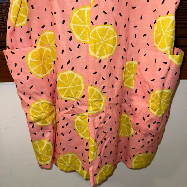 NWT $148 Anthropologie x Hutch Pink Lemon Short Front Patch Pockets Overalls S - Image 8