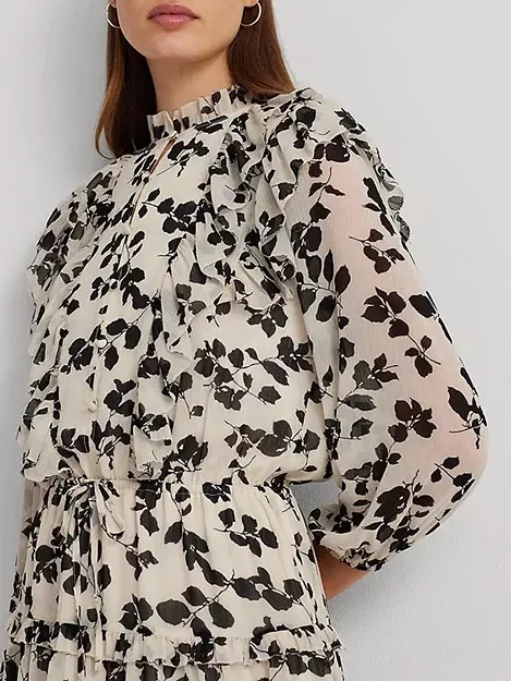 Lauren Ralph Lauren Floral Ruffle Trim Dress - Image 3
