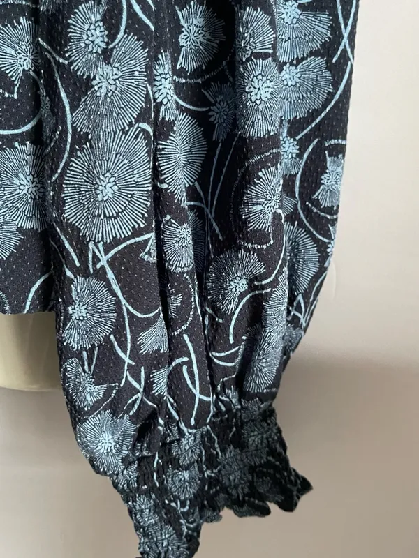 MAEVE by Anthropologie Blue Floral Ruffle-Neck Blouse - Image 6