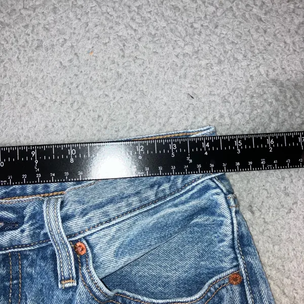 Levi's 501 Original Fit Jeans Women 28x28 Blue Distressed Button Fly Fit 28x27 - Image 6
