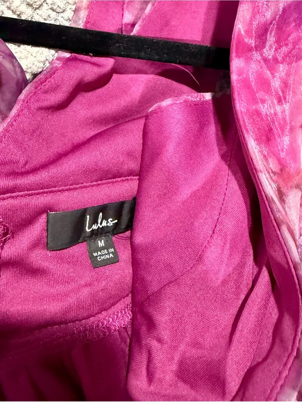 Lulu's Fuchsia Floral Chiffon Maxi Skirt with Deep V - Image 5