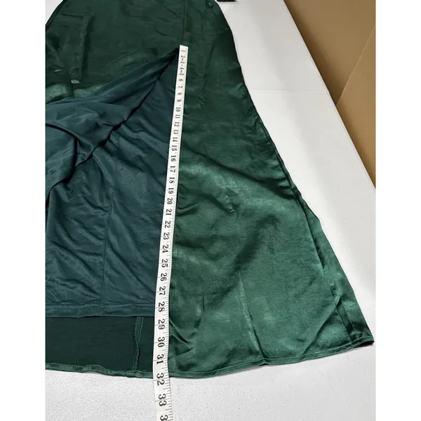 Lulus Emerald Green Satin Maxi Formal Dress Sleeveless Halter S Bridesmaid *FLAW - Image 14