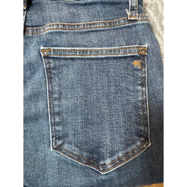 Madewell Cali Demi Boot Jeans Size 26 Blue Cropped Flare Raw Hem Frayed - Image 6