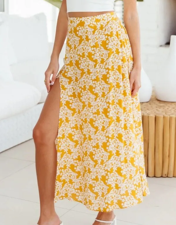 Hello Molly Signature Signed Copy midi Skirt Mustard - Image 2