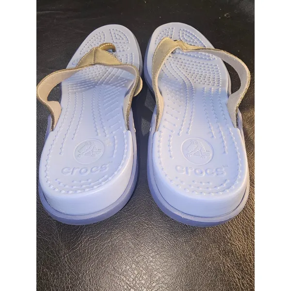 Crocs Womens Blue Thong‎ Sandals 7 - Image 3
