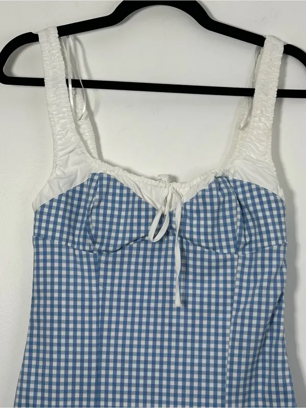 Zara Blue White Gingham Mini Dress XS Bustier Corset Cottagecore NWT - Image 2