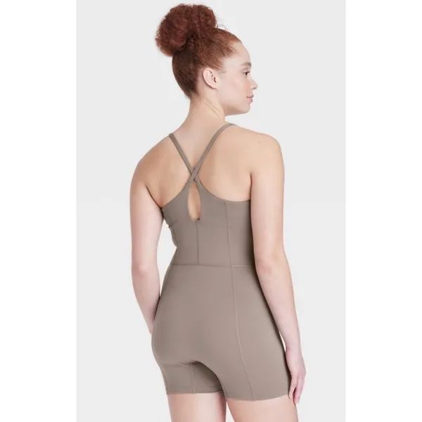 All in Motion Womens XXL Taupe Brown Crisscross‎ Back Active Romper Bodysuit - Image 2