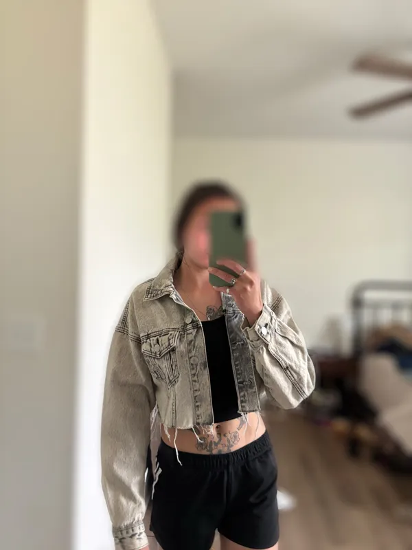Forever 21 Cropped Acid Wash Denim Jacket - Image 2