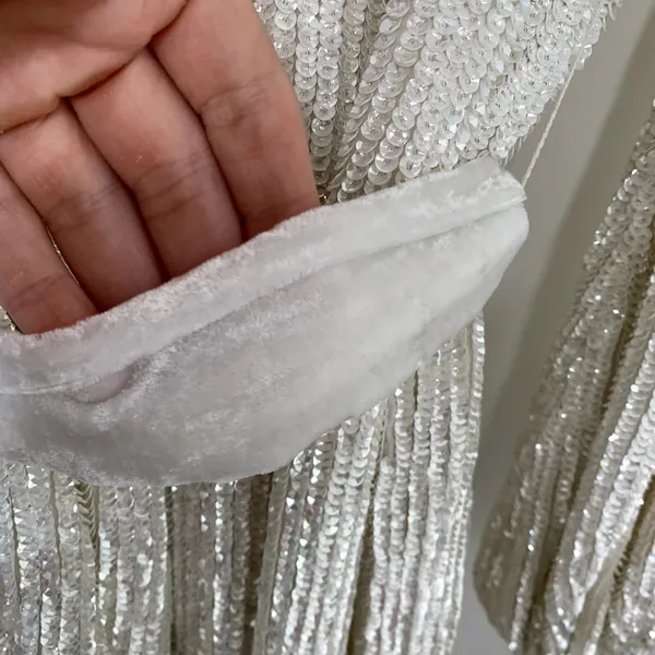 Retrofête Gabrielle Robe Sequins Wrap Mini Dress in Moonglow White Womens XS - Image 15