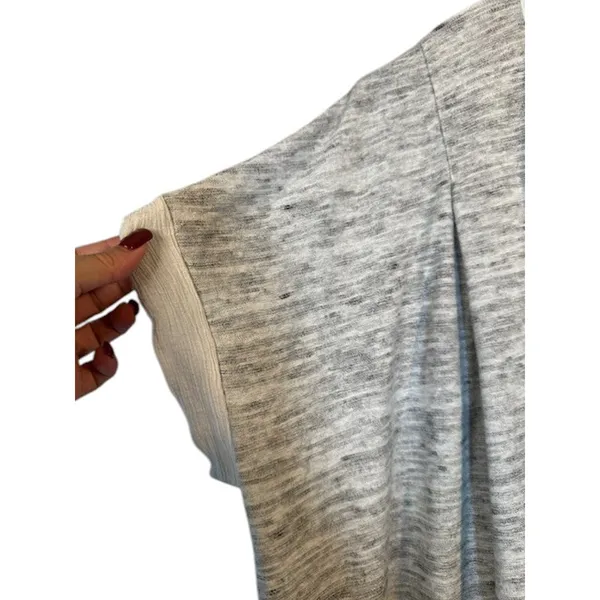 STCL by Anthropologie Women’s Gray White Short Sleeve Button Down Jacket Sz Med - Image 3