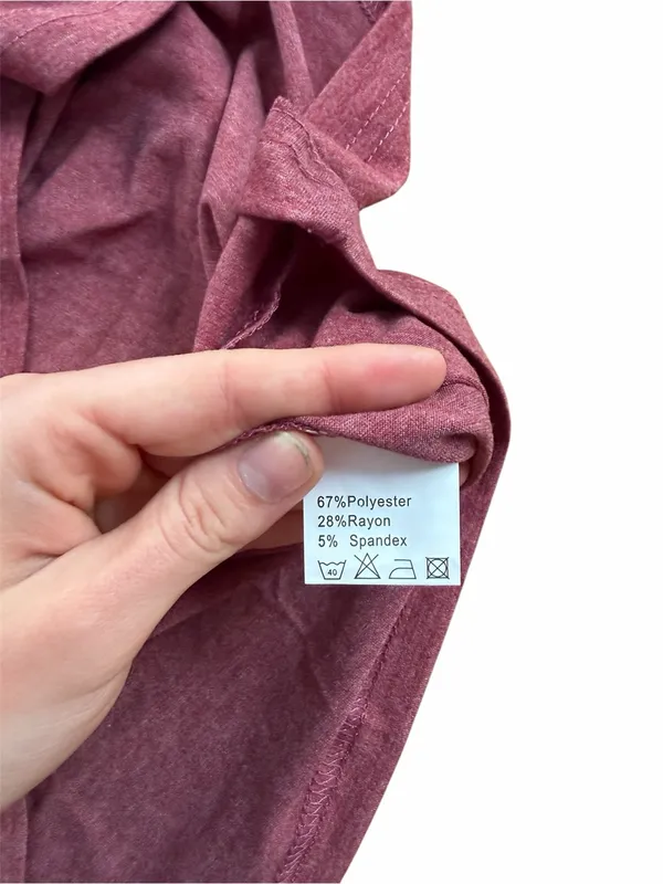 Women's Mauve Heather Scoop Neck Short Sleeve T-Shirt Poly Rayon Blend Size M - Image 6