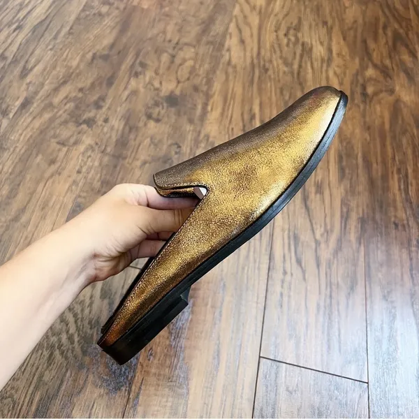 Donna Karan • Mott Mule leather backless loafer Bronze gold metallic slide - Image 9