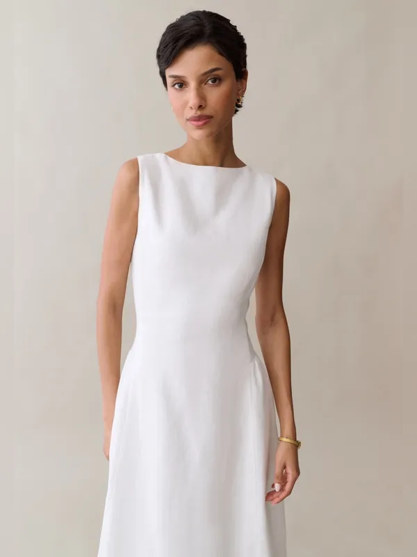 NWT Few Moda Avalon Linen Dress size Large L midi white o.p.t - Image 6
