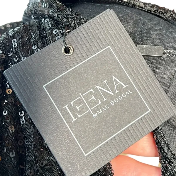 Ieena for Mac Duggal Jumpsuit 26691 Sequin Cut Out Wide Leg‎ Black Size 4 - Image 12
