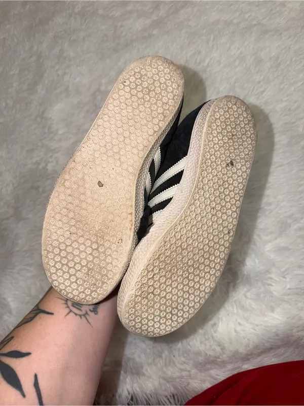 Adidas Gazelle Women's Black Suede Sneakers with White Stripes size 6 1/2 - Image 5