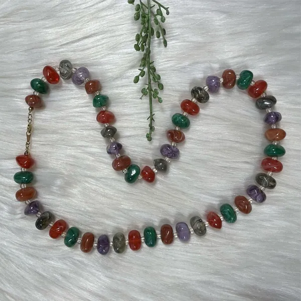Vintage multi color nugget bead necklace - Image 3