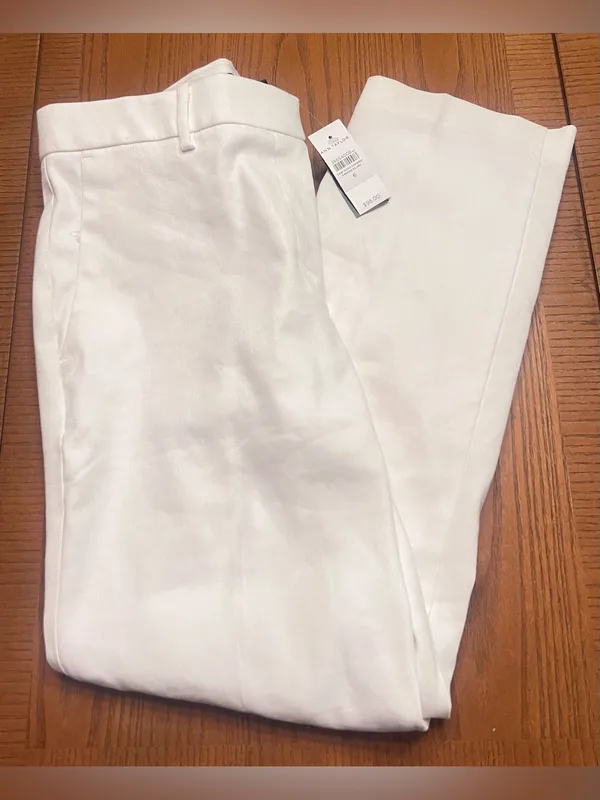 Ann Taylor Linen Blend‎ Eva Mid-Rise Slim Leg Tapered Ankle Pants White Size 6 - Image 8