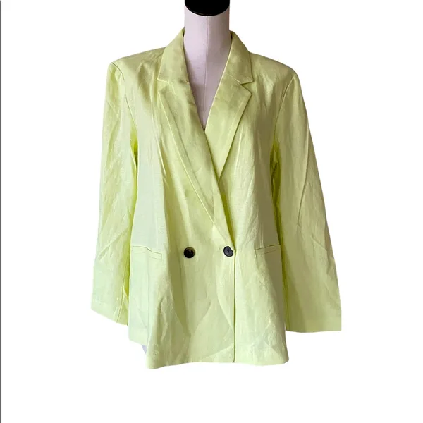 NWOT APT.9 Lime Green / Pale Yellow Linen Rayon Blend Lime Green XL - Image 3
