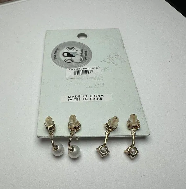 Initial Letter B NWT Anthropologie Gold Tone Stud Pierced Earrings 2 Pairs - Image 8