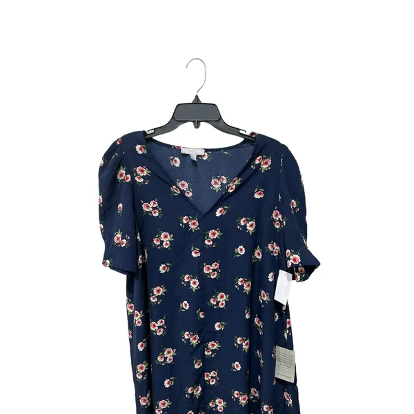 Chelsea28 Floral Puff Sleeve V-Neck Navy‎ Shift Dress Size Large - Image 9