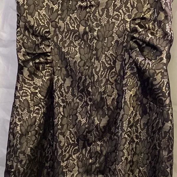 Ann Taylor Elegant Black Lace Dress Cocktail nude underlay - Image 6