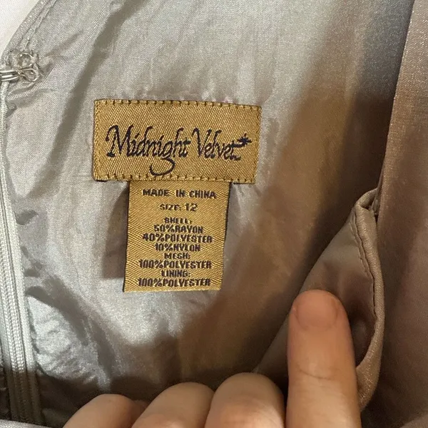 Midnight Velvet Silver Sleeveless MIDI Dress Preowned Size 12 - Image 7