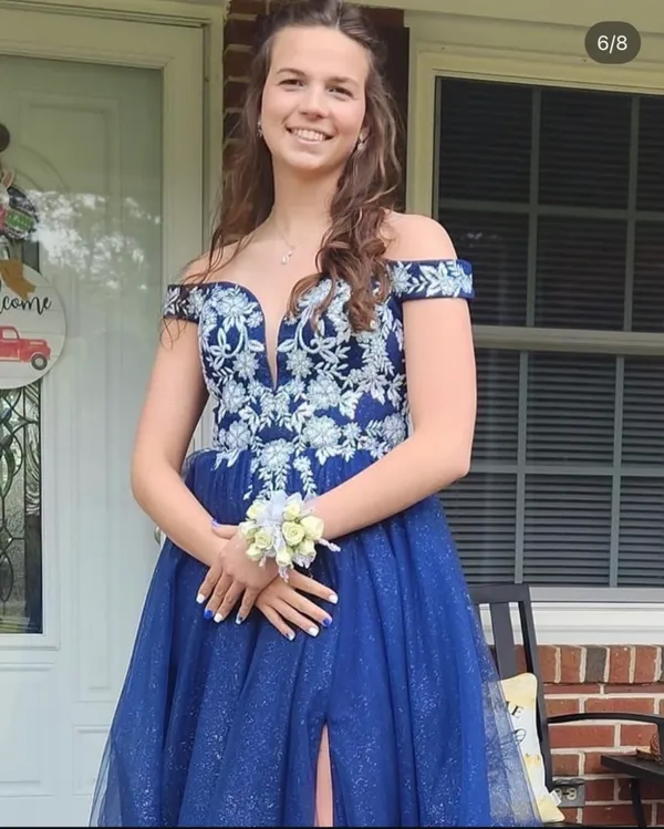 Blue Dillard's Navy Dress Prom Sparkly - Image 3