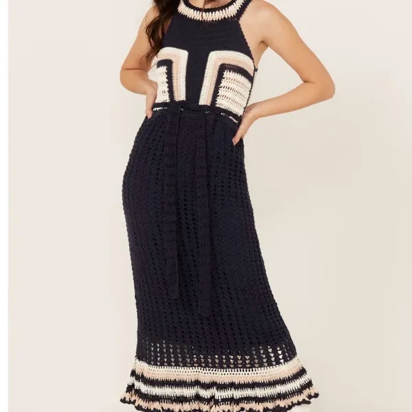 Cleobella Navy and Cream Midi Dress - Image 7