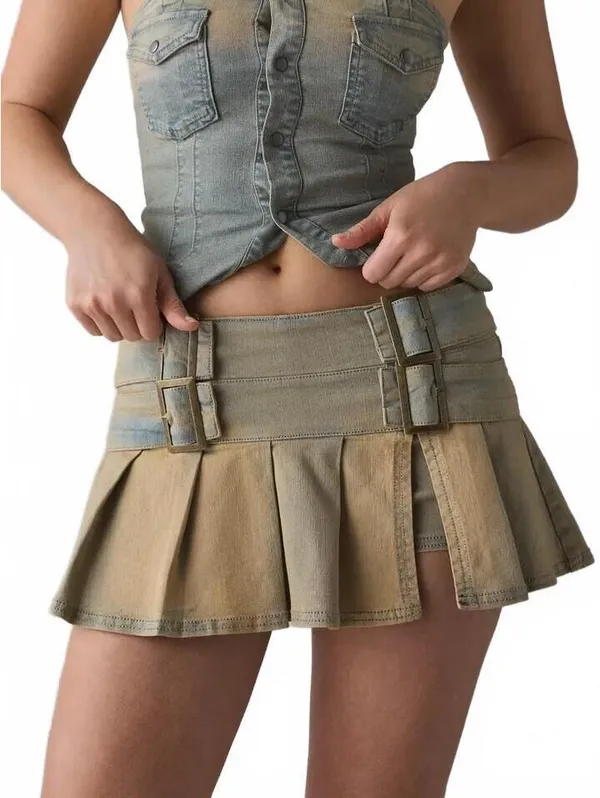 Urban Outfitters BDG Double Trouble Belted Denim Micro Mini Skort NWT Gasolina Large - Image 2
