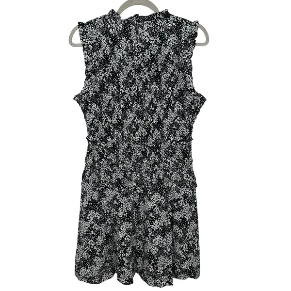 Madewell Women's Black White Floral Sleeveless Ruffle Neck Mini Dress Size 8 NWT - Image 14