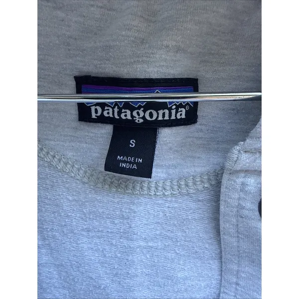 Patagonia Ahnya Pullover 1/4 Snap Hoodie Womens Small Grey Pocket - Image 2