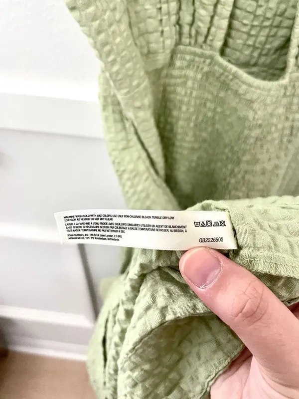 Free People Free-est Ciara Pucker Check Midi S Milkmaid Olive Sage Cottagecore - Image 6