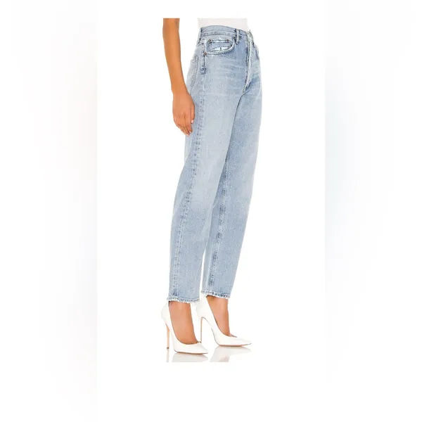 AGOLDE High-Rise Light Blue Straight Leg Jeans - Image 3