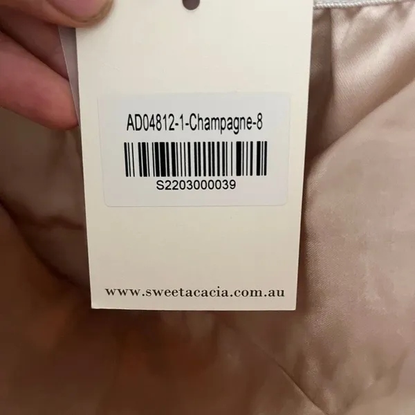 NWT Beige mini cocktail off the shoulder women’s dress size 8 - Image 5
