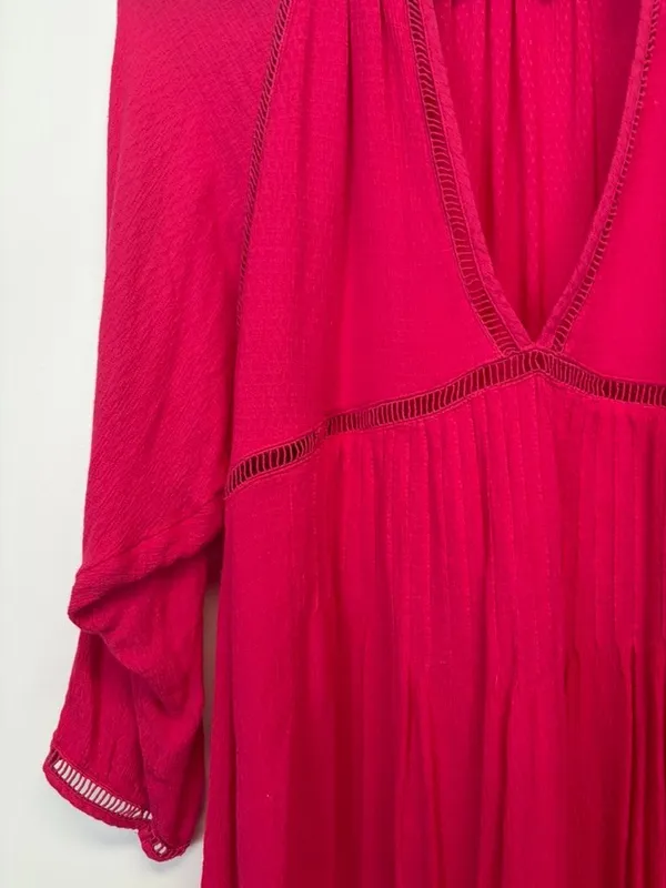 Free People Go Lightly Pink V Neck Dress - Image 6