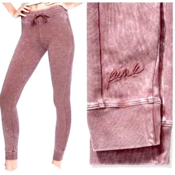 PINK by Victoria secret acid washed cotton campus drawstring yoga pants Sz Lg - Image 2