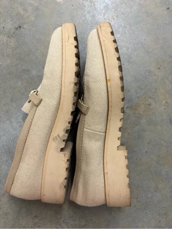 Franco Sarto Canvas Horsebit Lug Sole Loafers Beige Tan Women’s 7.5 - Image 5