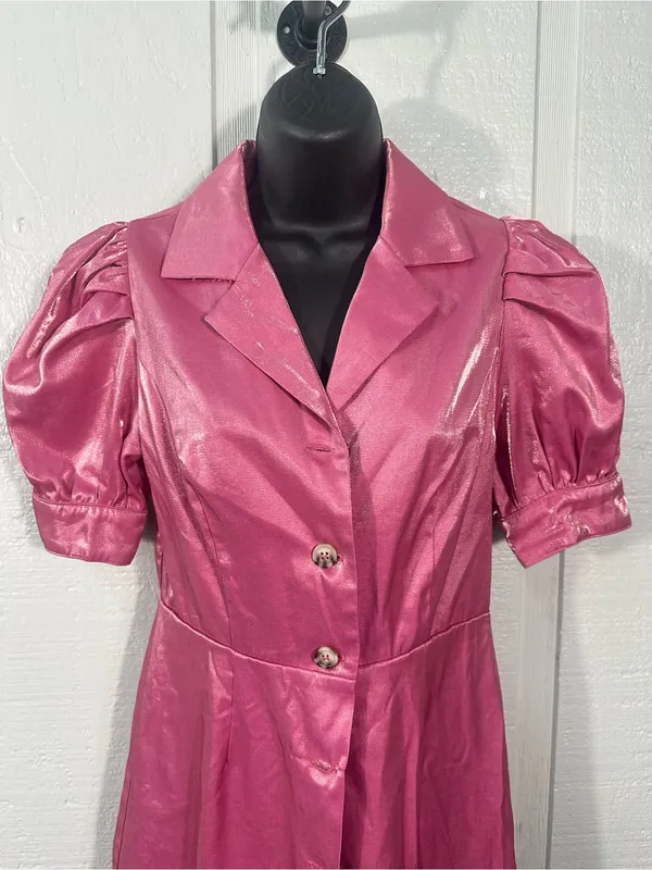 Fate Pink Puff Sleeve Dress Size Small EUC - Image 5