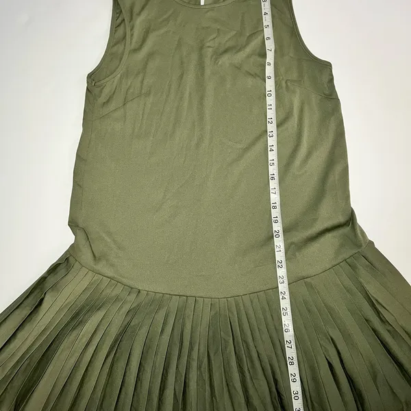 NWT ASOS Design Safari Green Drop Waist Pleated Shift Dress Womens Sz 2 - Image 4