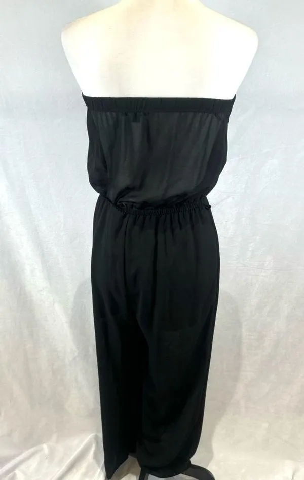 Iris black strapless pleated wide leg jumpsuit size medium - Image 4