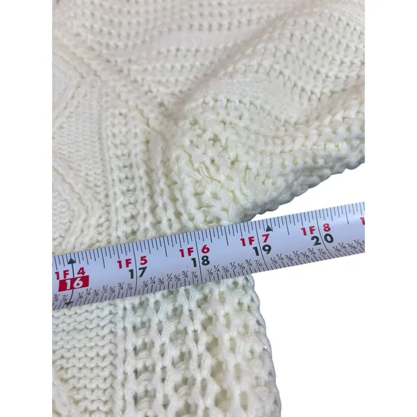 VTG 90s Carriage Court Cable Knit Sweater M Relaxed Fit Ivory Cream Mock Neck - Image 9