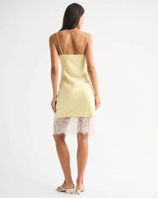 Abercrombie and Fitch Bra Free Lace Trim Midi Slip Dress - Image 3