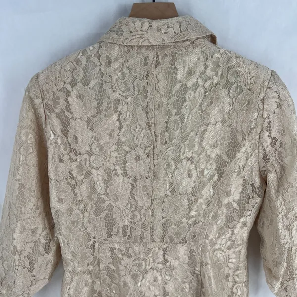 Lulus‎ Ronan Blazer Dress Womens M Red Beige Lace Floral Lined Double Breasted - Image 11