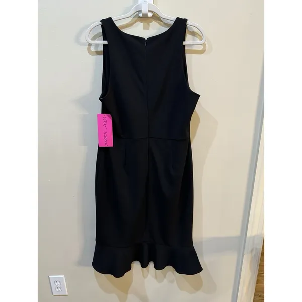Betsey Johnson Scuba Crepe Dress Sheath Flirty Ruffle‎ Hem Size 12 Black - Image 5