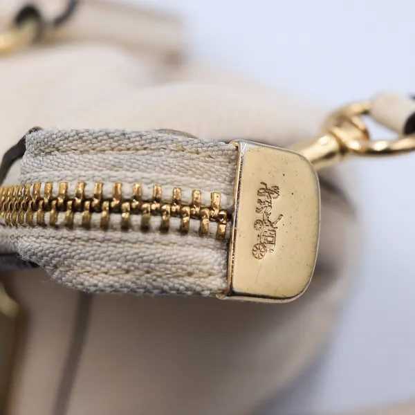 Coach Emma Satchel Women Small Cream Pebbled Leather Handbag F31466 Gold - Image 9